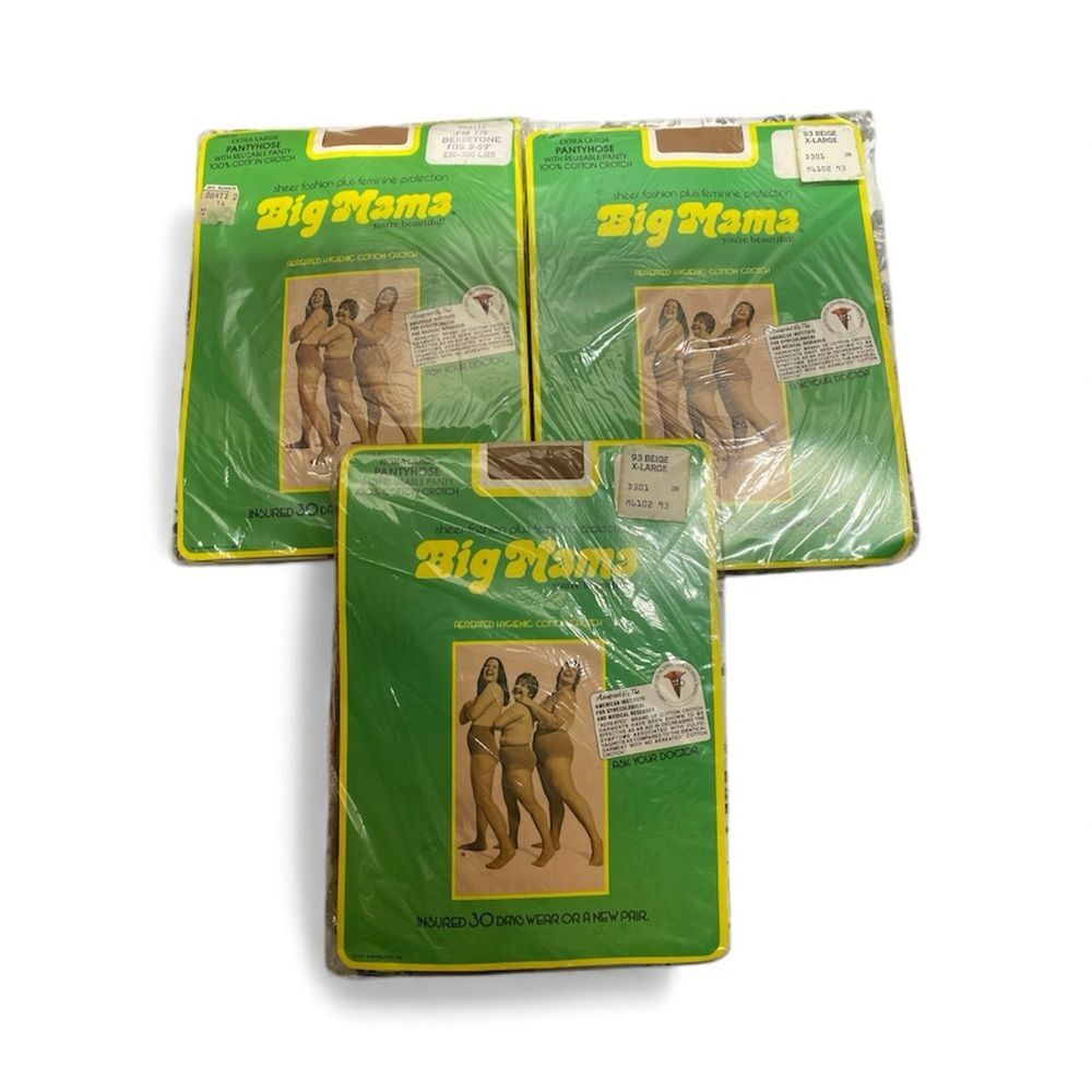 * Big Mama vintage Extra Large Pantyhose reusable panty 3 new packs